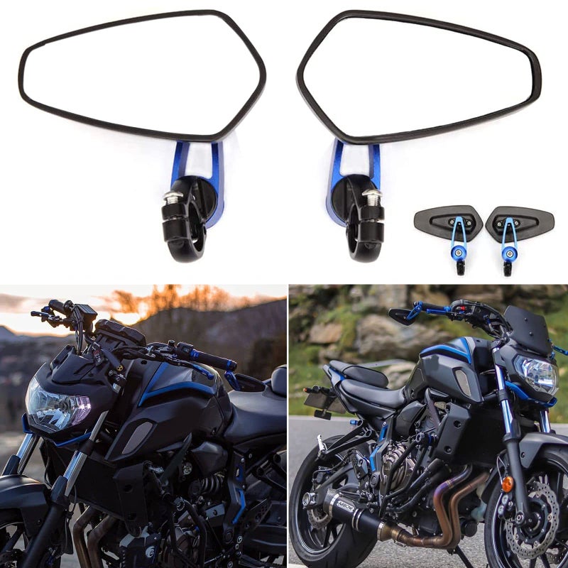 MISS MOLY Blue Universal Motorcycle Mirrors Bar End Side Mirror Compatible with Honda Scooter Suzuki Yamaha Kawasaki Victory - Image 5